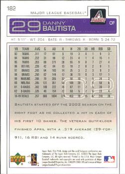 2003 Upper Deck First Pitch #182 Danny Bautista Back