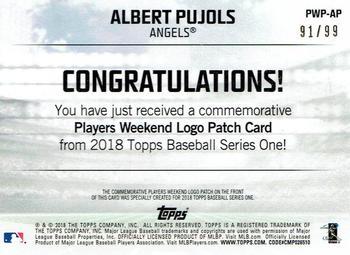 2018 Topps - Players Weekend Patch Blue #PWP-AP Albert Pujols Back