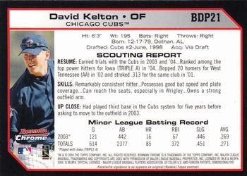 2004 Bowman Draft Picks & Prospects - Chrome #BDP21 David Kelton Back