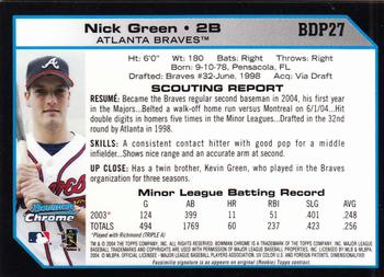 2004 Bowman Draft Picks & Prospects - Chrome #BDP27 Nick Green Back