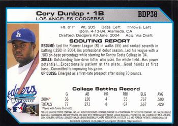 2004 Bowman Draft Picks & Prospects - Chrome #BDP38 Cory Dunlap Back