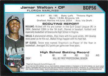 2004 Bowman Draft Picks & Prospects - Chrome #BDP56 Jamar Walton Back