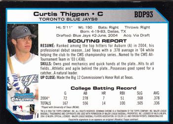2004 Bowman Draft Picks & Prospects - Chrome #BDP93 Curtis Thigpen Back