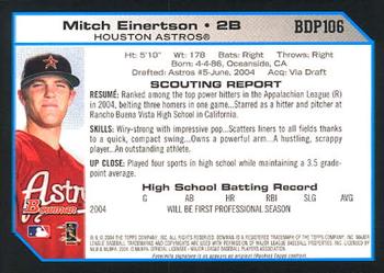 2004 Bowman Draft Picks & Prospects #BDP106 Mitch Einertson Back