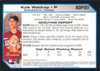 2004 Bowman Draft Picks & Prospects #BDP107 Kyle Waldrop Back