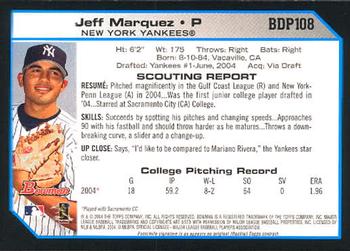 2004 Bowman Draft Picks & Prospects #BDP108 Jeff Marquez Back