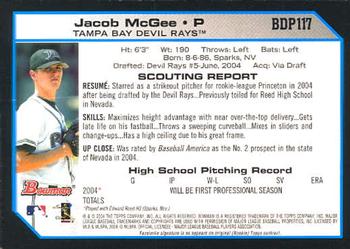 2004 Bowman Draft Picks & Prospects #BDP117 Jacob McGee Back