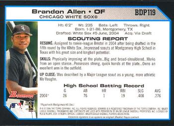 2004 Bowman Draft Picks & Prospects #BDP119 Brandon Allen Back
