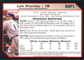 2004 Bowman Draft Picks & Prospects #BDP1 Lyle Overbay Back