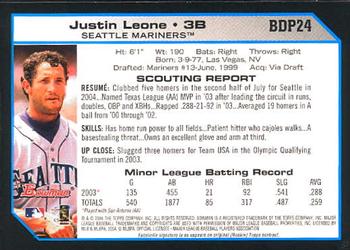 2004 Bowman Draft Picks & Prospects #BDP24 Justin Leone Back