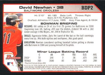 2004 Bowman Draft Picks & Prospects #BDP2 David Newhan Back