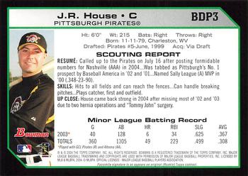 2004 Bowman Draft Picks & Prospects #BDP3 J.R. House Back