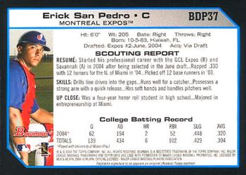 2004 Bowman Draft Picks & Prospects #BDP37 Erick San Pedro Back