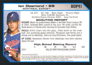 2004 Bowman Draft Picks & Prospects #BDP41 Ian Desmond Back
