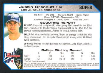 2004 Bowman Draft Picks & Prospects #BDP68 Justin Orenduff Back