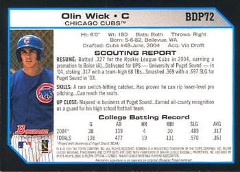 2004 Bowman Draft Picks & Prospects #BDP72 Olin Wick Back