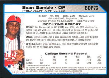 2004 Bowman Draft Picks & Prospects #BDP73 Sean Gamble Back