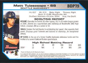 2004 Bowman Draft Picks & Prospects #BDP79 Matt Tuiasosopo Back