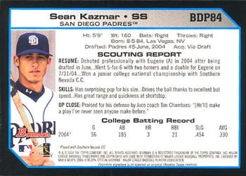 2004 Bowman Draft Picks & Prospects #BDP84 Sean Kazmar Back