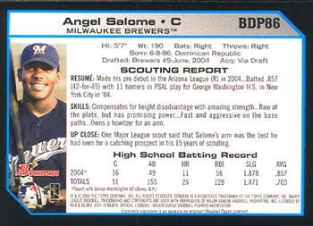 2004 Bowman Draft Picks & Prospects #BDP86 Angel Salome Back