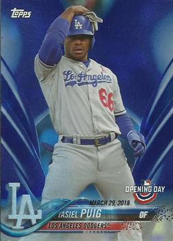 2018 Topps Opening Day - Opening Day Edition Blue Foil #57 Yasiel Puig Front