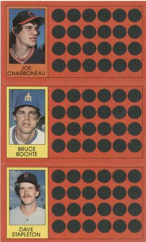 1981 Topps Scratch-Offs - Panels #12 / 30 / 48 Joe Charboneau / Bruce Bochte / Dave Stapleton Front