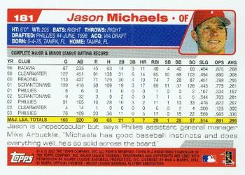 2004 Topps #181 Jason Michaels Back