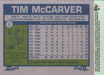 2004 Topps All-Time Fan Favorites #4 Tim McCarver Back