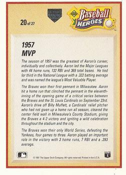 1991 Upper Deck - Baseball Heroes: Hank Aaron #20 Hank Aaron Back
