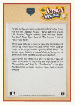 1991 Upper Deck - Baseball Heroes: Hank Aaron #NNO Header Card Back