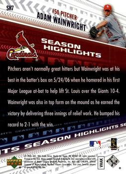 2006 Upper Deck World Series Champions St. Louis Cardinals #SH7 Adam Wainwright Back
