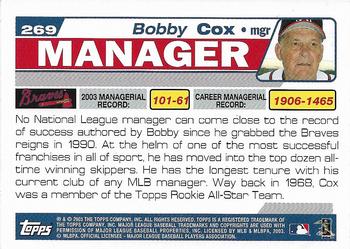 2004 Topps 1st Edition #269 Bobby Cox Back
