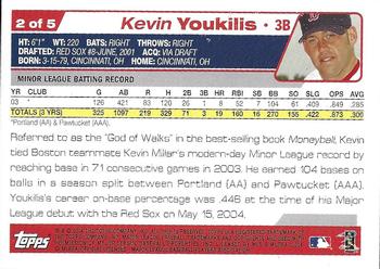 2004 Topps - Boston Red Sox #2 Kevin Youkilis Back