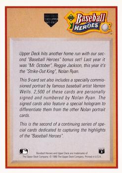 1991 Upper Deck - Baseball Heroes: Nolan Ryan #NNO Header Card Back