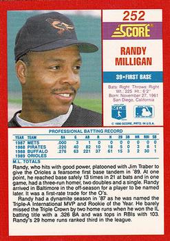 1990 Score - Promos #252 Randy Milligan Back