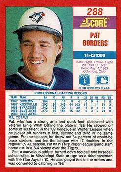 1990 Score - Promos #288 Pat Borders Back