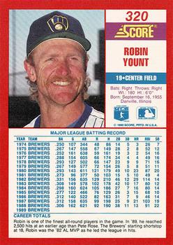 1990 Score - Promos #320 Robin Yount Back