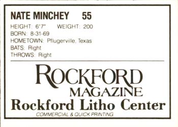 1988 Litho Center Rockford Expos #25 Nate Minchey Back