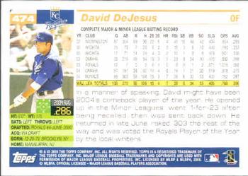 2005 Topps #474 David DeJesus Back
