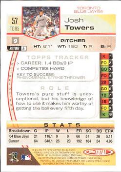 2005 Topps Total #57 Josh Towers Back