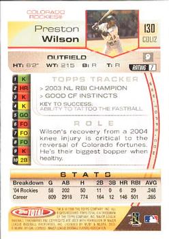 2005 Topps Total #130 Preston Wilson Back