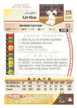 2005 Topps Total #273 Juan Uribe Back