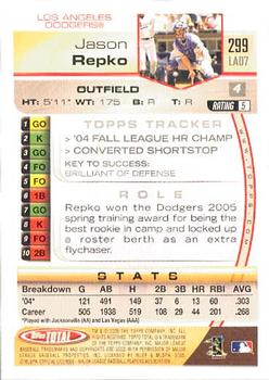 2005 Topps Total #299 Jason Repko Back