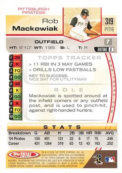 2005 Topps Total #319 Rob Mackowiak Back
