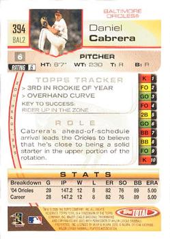 2005 Topps Total #394 Daniel Cabrera Back