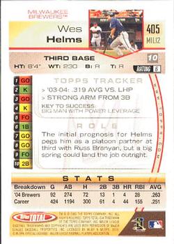 2005 Topps Total #405 Wes Helms Back