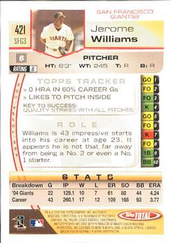 2005 Topps Total #421 Jerome Williams Back