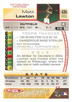 2005 Topps Total #434 Matt Lawton Back
