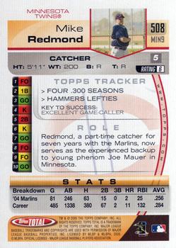 2005 Topps Total #508 Mike Redmond Back