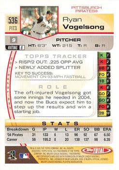 2005 Topps Total #536 Ryan Vogelsong Back